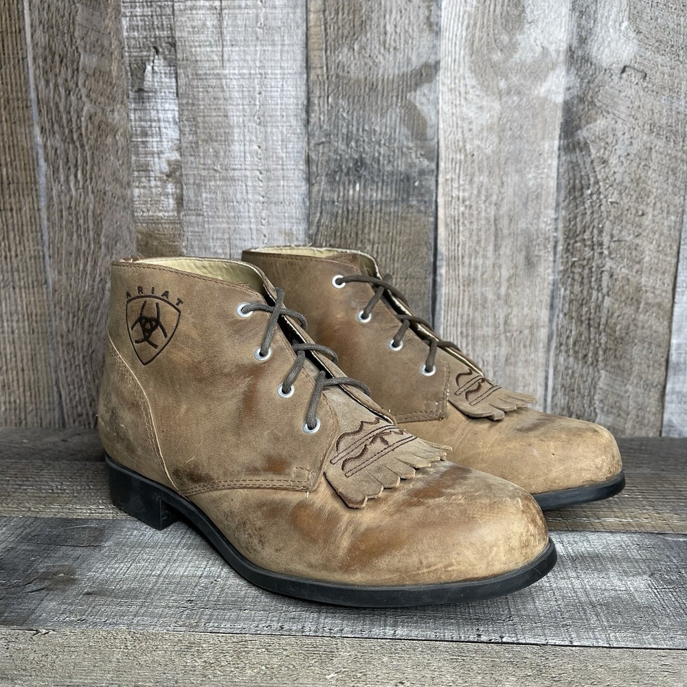 Womens Ariat Heritage Paddock Kittie Fringe Brown Leather Ankle Boots Size 5.5 M